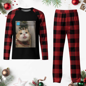 Funny Cat Christmas Plaid Pajama Set Ring There is Motion at Your Front Door Meme Xmas Tree TS10 Buffalo Plaid Print Your Wear