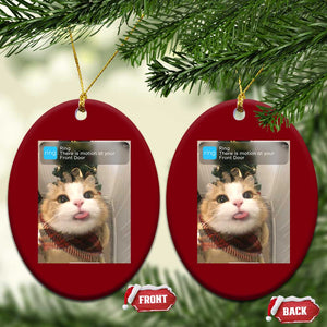 Funny Cat Christmas Ceramic Ornament Ring There is Motion at Your Front Door Meme Xmas Tree TS10 Print Your Wear