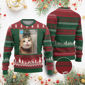 Funny Cat Xmas Ugly Christmas Sweater Ring There is Motion at Your Front Door Meme Xmas Tree TS10 Red Green Print Your Wear