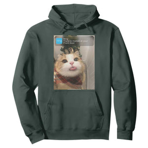 Funny Cat Christmas Hoodie Ring There is Motion at Your Front Door Meme Xmas Tree TS10 Dark Forest Green Print Your Wear