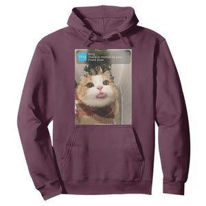 Funny Cat Christmas Hoodie Ring There is Motion at Your Front Door Meme Xmas Tree TS10 Maroon Print Your Wear