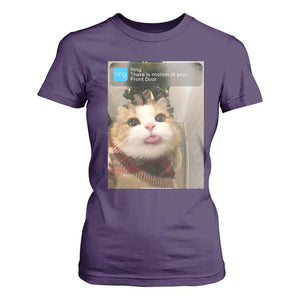Funny Cat Christmas T Shirt For Women Ring There is Motion at Your Front Door Meme Xmas Tree - Print Your Wear