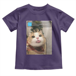 Funny Cat Christmas Toddler T Shirt Ring There is Motion at Your Front Door Meme Xmas Tree TS10 Purple Print Your Wear