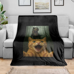 Cat Selfie With Dinosaur Throw Blanket Funny Cat Gifts TS10 Print Your Wear
