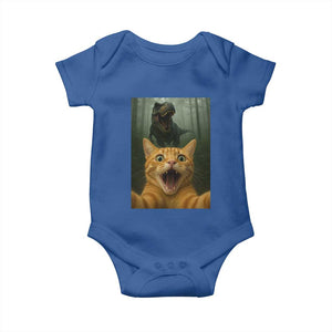 Cat Selfie With Dinosaur Baby Onesie Funny Cat Gifts TS10 Royal Blue Print Your Wear