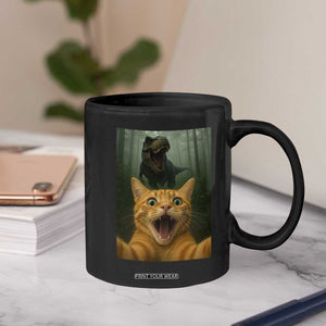 Cat Selfie With Dinosaur Coffee Mug Funny Cat Gifts TS10 Print Your Wear