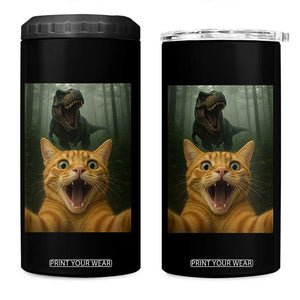 Cat Selfie With Dinosaur 4 in 1 Can Cooler Tumbler Funny Cat Gifts TS10 One Size: 16 oz Black Print Your Wear