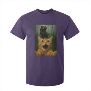 Cat Selfie With Dinosaur T Shirt For Kid Funny Cat Gifts TS10 Purple Print Your Wear