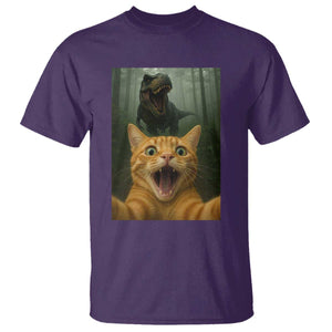Cat Selfie With Dinosaur T Shirt Funny Cat Gifts TS10 Purple Print Your Wear