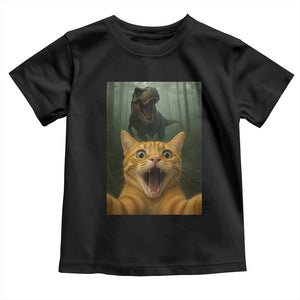 Cat Selfie With Dinosaur Toddler T Shirt Funny Cat Gifts TS10 Black Print Your Wear