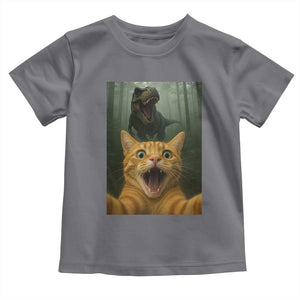 Cat Selfie With Dinosaur Toddler T Shirt Funny Cat Gifts TS10 Charcoal Print Your Wear