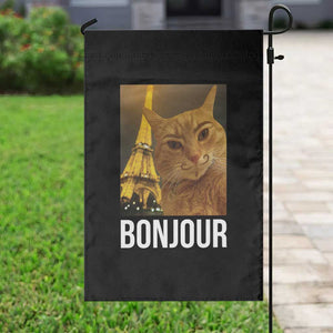 Funny Cat Bonjour Garden Flag Paris France Eiffel Tower Orange Cat Meme TS10 Print Your Wear