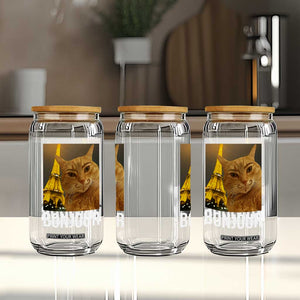 Funny Cat Bonjour Glass Can Paris France Eiffel Tower Orange Cat Meme TS10 Print Your Wear