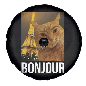 Funny Cat Bonjour Spare Tire Cover Paris France Eiffel Tower Orange Cat Meme TS10 Print Your Wear