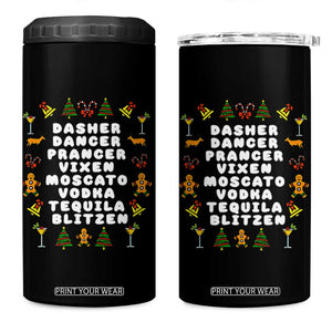 Funny Drinking Christmas 4 in 1 Can Cooler Tumbler Merry Christmas Dasher Dancer Prancer Vixen TS10 One Size: 16 oz Black Print Your Wear