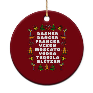 Funny Drinking Christmas Ceramic Ornament Merry Christmas Dasher Dancer Prancer Vixen - Print Your Wear