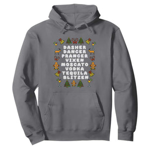 Funny Drinking Christmas Hoodie Merry Christmas Dasher Dancer Prancer Vixen TS10 Charcoal Print Your Wear