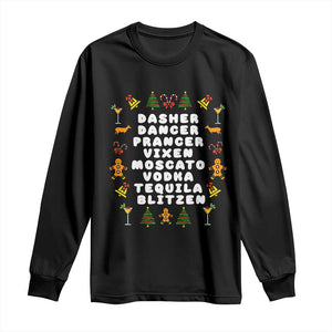 Funny Drinking Christmas Long Sleeve Shirt Merry Christmas Dasher Dancer Prancer Vixen TS10 Black Print Your Wear