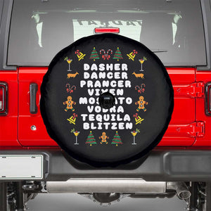 Funny Drinking Christmas Spare Tire Cover Merry Christmas Dasher Dancer Prancer Vixen TS10 Black Print Your Wear