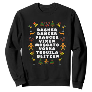 Funny Drinking Christmas Sweatshirt Merry Christmas Dasher Dancer Prancer Vixen TS10 Black Print Your Wear