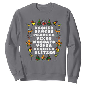Funny Drinking Christmas Sweatshirt Merry Christmas Dasher Dancer Prancer Vixen TS10 Charcoal Print Your Wear