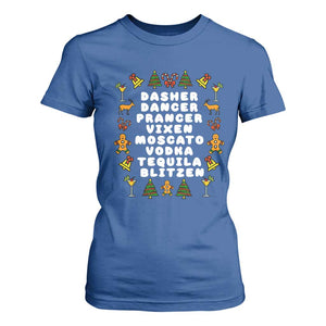 Funny Drinking Christmas T Shirt For Women Merry Christmas Dasher Dancer Prancer Vixen TS10 Royal Blue Print Your Wear