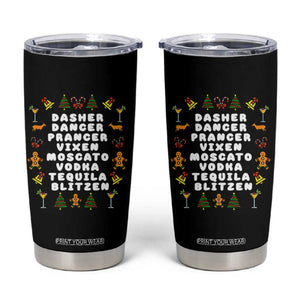 Funny Drinking Christmas Tumbler Cup Merry Christmas Dasher Dancer Prancer Vixen TS10 Black Print Your Wear