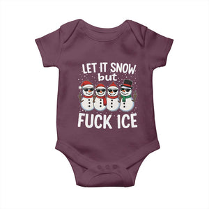 Anti ICE Christmas Baby Onesie Funny Snowman Cute Finger Let It Snow Funny FDT TS10 Maroon Print Your Wear