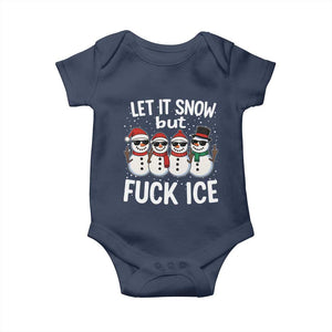 Anti ICE Christmas Baby Onesie Funny Snowman Cute Finger Let It Snow Funny FDT TS10 Navy Print Your Wear