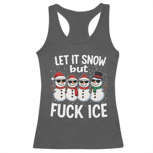Anti ICE Christmas Racerback Tank Top Funny Snowman Cute Finger Let It Snow Funny FDT TS10 Dark Heather Print Your Wear
