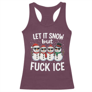 Anti ICE Christmas Racerback Tank Top Funny Snowman Cute Finger Let It Snow Funny FDT TS10 Maroon Print Your Wear