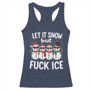 Anti ICE Christmas Racerback Tank Top Funny Snowman Cute Finger Let It Snow Funny FDT TS10 Navy Print Your Wear