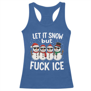 Anti ICE Christmas Racerback Tank Top Funny Snowman Cute Finger Let It Snow Funny FDT TS10 Royal Blue Print Your Wear