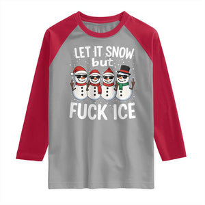 Anti ICE Christmas Raglan Shirt Funny Snowman Cute Finger Let It Snow Funny FDT TS10 Sport Gray Red Print Your Wear