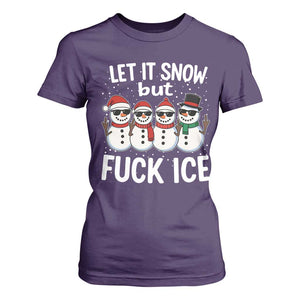 Anti ICE Christmas T Shirt For Women Funny Snowman Cute Finger Let It Snow Funny FDT TS10 Purple Print Your Wear