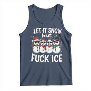 Anti ICE Christmas Tank Top Funny Snowman Cute Finger Let It Snow Funny FDT TS10 Navy Print Your Wear
