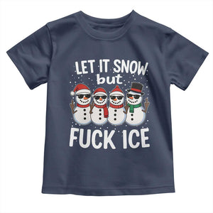 Anti ICE Christmas Toddler T Shirt Funny Snowman Cute Finger Let It Snow Funny FDT TS10 Navy Print Your Wear