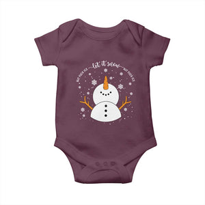 Anti ICE Christmas Baby Onesie Let It Snow But Fuck Ice Cute Snowman Winter TS10 Maroon Print Your Wear