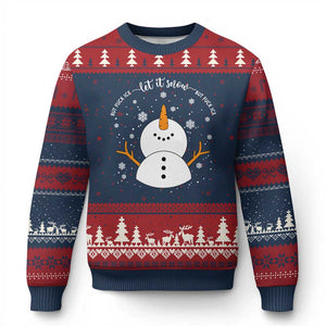 Anti ICE Xmas Ugly Christmas Sweater Let It Snow But Fuck Ice Cute Snowman Winter TS10 Navy Red Print Your Wear