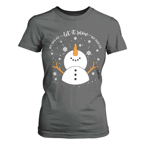 Anti ICE Christmas T Shirt For Women Let It Snow But Fuck Ice Cute Snowman Winter TS10 Dark Heather Print Your Wear