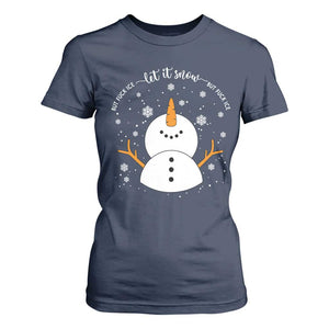Anti ICE Christmas T Shirt For Women Let It Snow But Fuck Ice Cute Snowman Winter TS10 Navy Print Your Wear