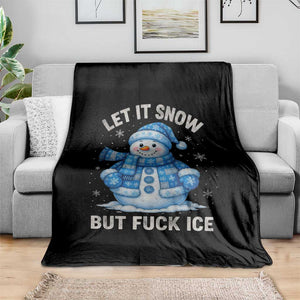 Anti ICE Christmas Throw Blanket Retro Blue Snowman Let It Snow But Fuck Ice TS10 Print Your Wear