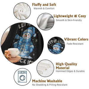 Anti ICE Christmas Throw Blanket Retro Blue Snowman Let It Snow But Fuck Ice TS10 Print Your Wear
