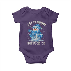 Anti ICE Christmas Baby Onesie Retro Blue Snowman Let It Snow But Fuck Ice TS10 Purple Print Your Wear