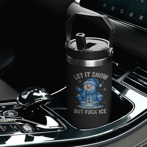 Anti ICE Christmas Flip Straw Tumbler Retro Blue Snowman Let It Snow But Fuck Ice TS10 Print Your Wear
