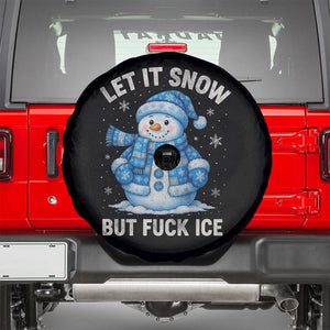 Anti ICE Christmas Spare Tire Cover Retro Blue Snowman Let It Snow But Fuck Ice TS10 Black Print Your Wear
