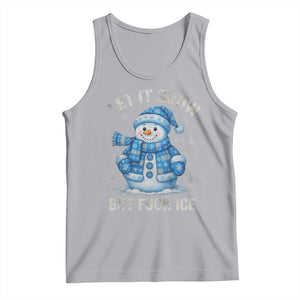 Anti ICE Christmas Tank Top Retro Blue Snowman Let It Snow But Fuck Ice TS10 Athletic Heather Print Your Wear