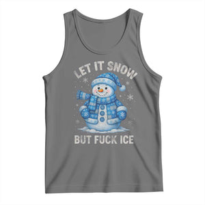 Anti ICE Christmas Tank Top Retro Blue Snowman Let It Snow But Fuck Ice TS10 Black Heather Print Your Wear