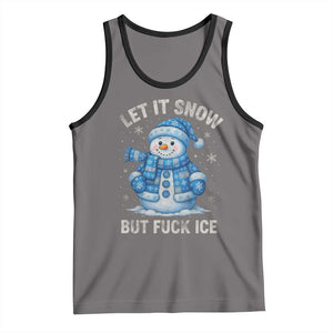 Anti ICE Christmas Tank Top Retro Blue Snowman Let It Snow But Fuck Ice TS10 Deep Heather Black Print Your Wear