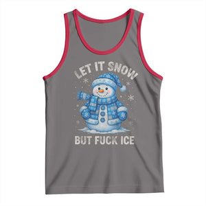 Anti ICE Christmas Tank Top Retro Blue Snowman Let It Snow But Fuck Ice TS10 Deep Heather Red Print Your Wear